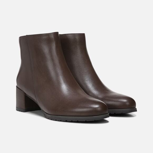 Naturalizer Size 7.5W Brown Leather Bay Weatherproof Ankle Bootie Classy LB7-21 - Picture 1 of 10